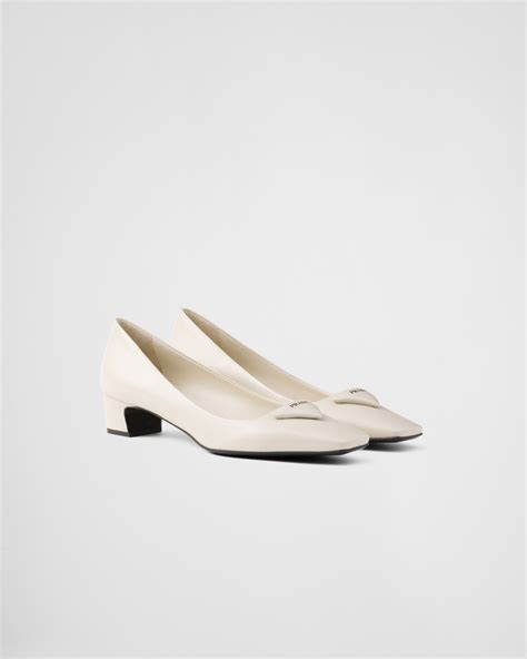 prada pump fiocco|Ivory Patent Saffiano Leather Pumps .